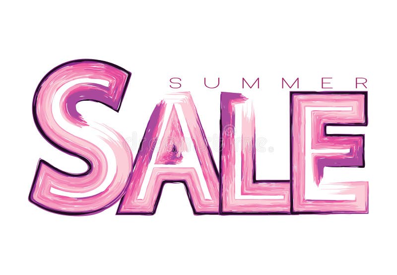 Watercolor `Sale` Design Template. Stock Vector Illustration of