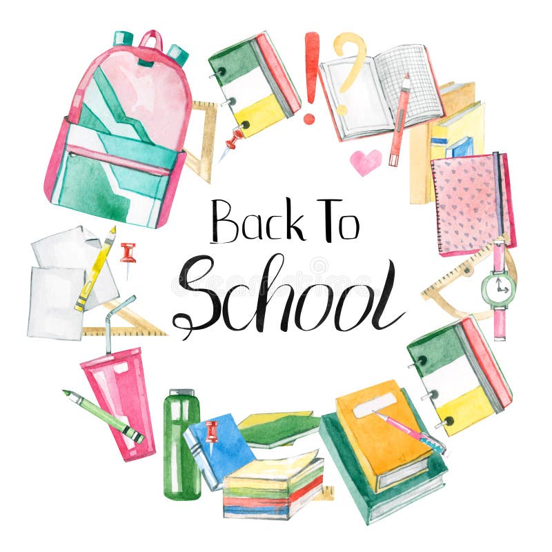 Cute School Supply Elements Clip Art Set