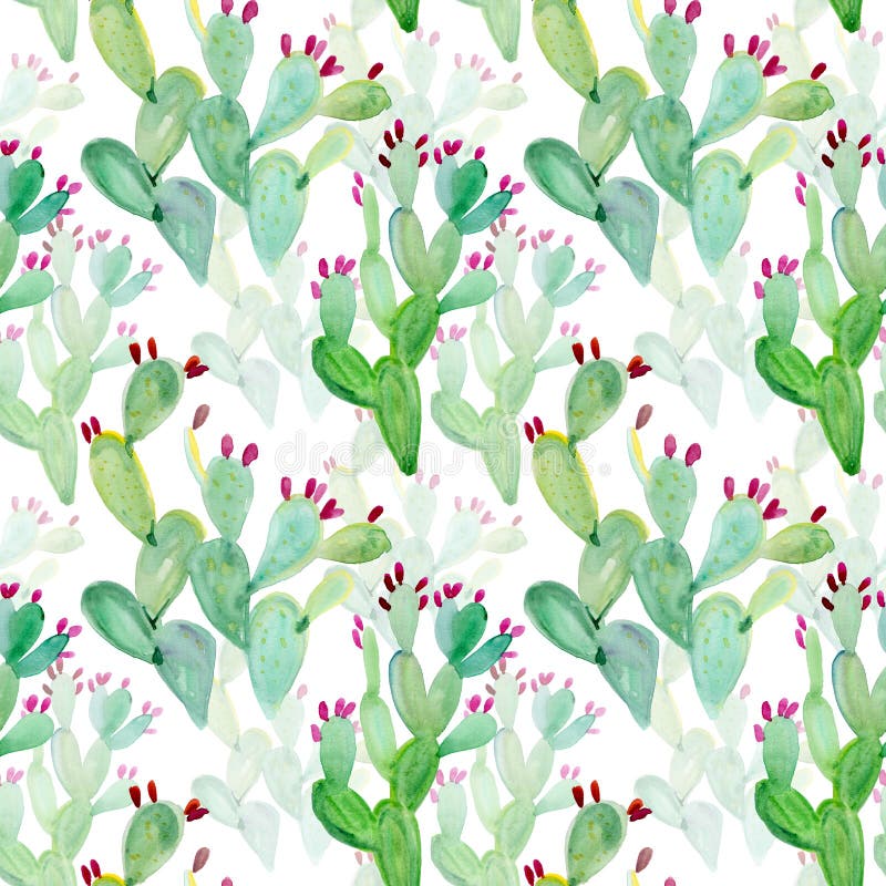 Watercolor seamless cactus pattern background royalty free illustration Watercolor seamless cactus pattern background royalty free illustration