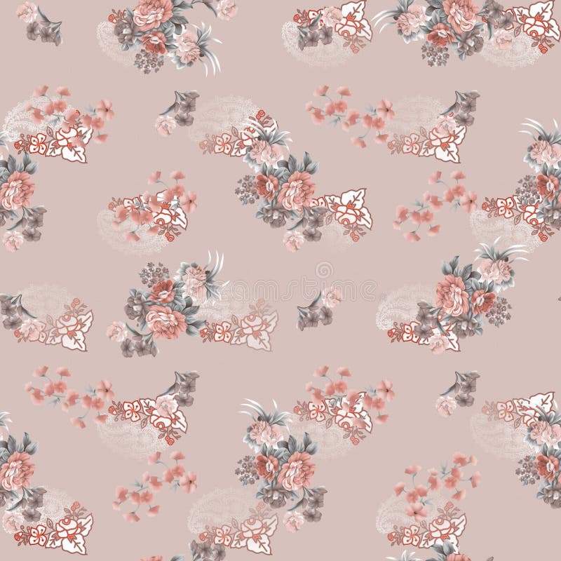 Watercolor Seamless Pattern with Classic Flowers. Perfect for Wallpaper,  Fabric Design, Wrapping Paper, Surface Textures, Digital Stock Illustration  - Illustration of geranium, allover: 242700599