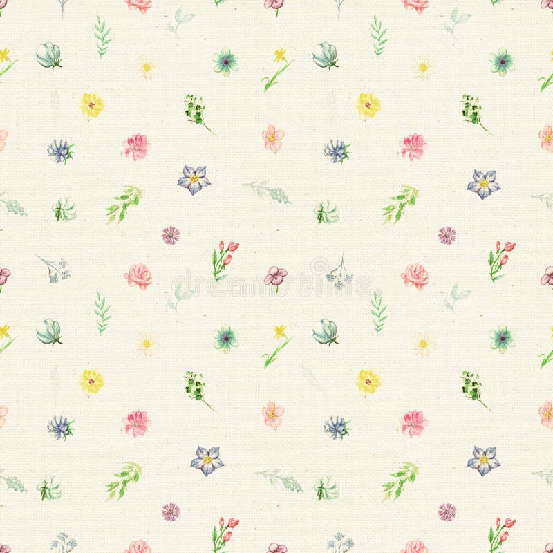 Watercolor seamless pattern with flowers and twigs stock illustration Watercolor seamless pattern with flowers and twigs stock illustration