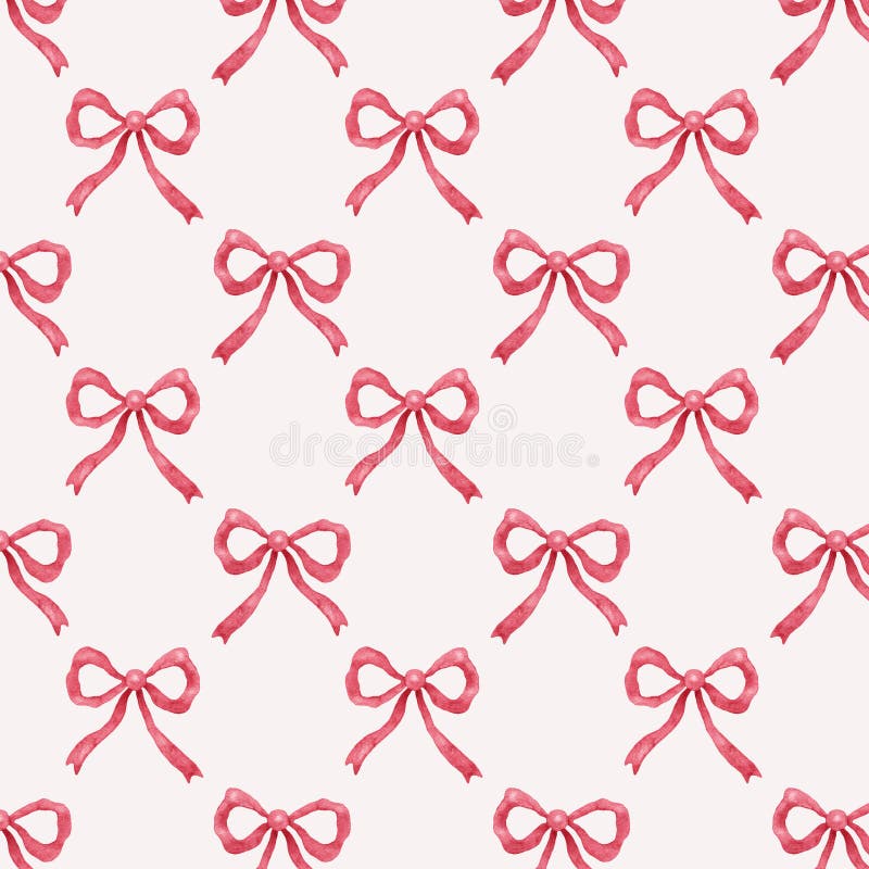 Watercolor seamless pattern with hand-painted cute red bows on a warm white background�qoquette design wallpaper. Seamless bow stock images, royalty-free photos and pictures
