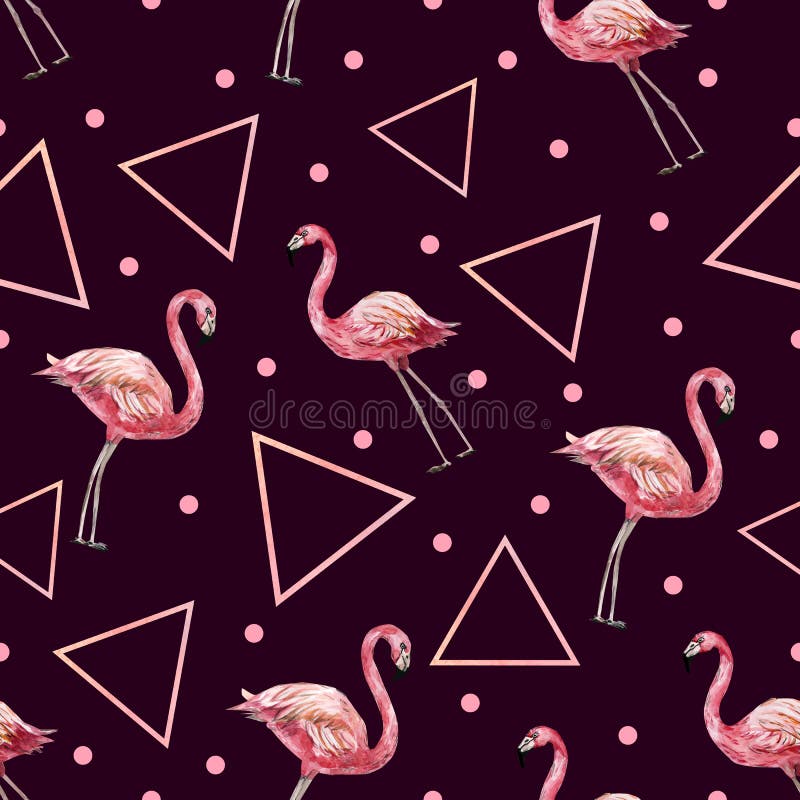 Watercolor seamless psttern tropical mood. Abstract Illustration with flamingo and shape for the textile fabric vector illustration Watercolor seamless psttern tropical mood. Abstract Illustration with flamingo and shape for the textile fabric vector illustration