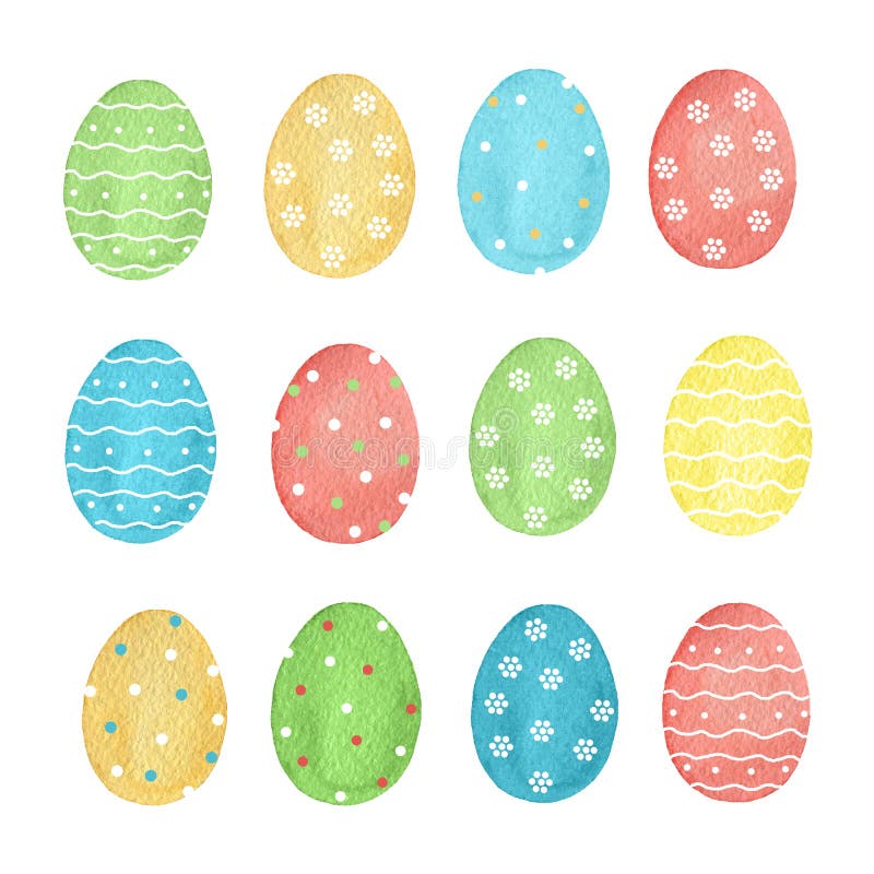 Watercolor set of colored Easter eggs. royalty free illustration Watercolor set of colored Easter eggs. royalty free illustration