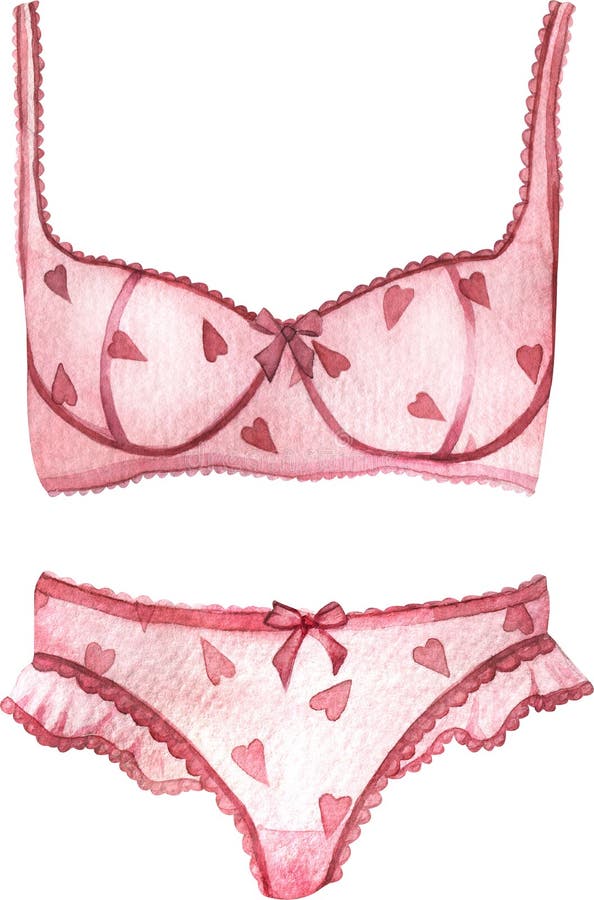 Women's Valentine Themed Bra and Panty Hand Decorated