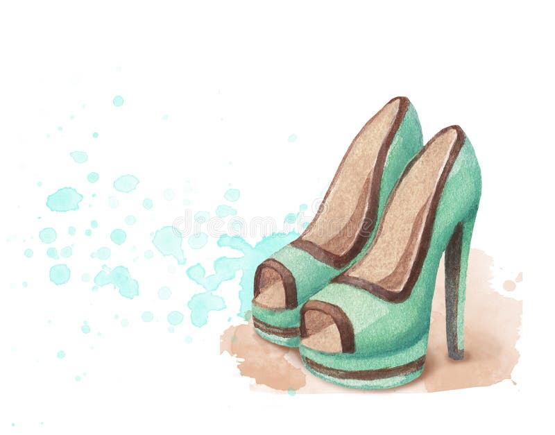 Watercolor Shoes Illustration Stock Illustration Illustration of
