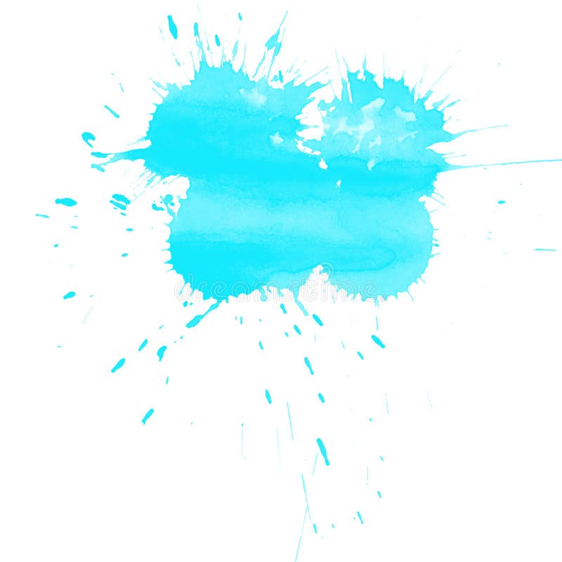 Watercolor Splash In Blue On White Background Illustration Stock