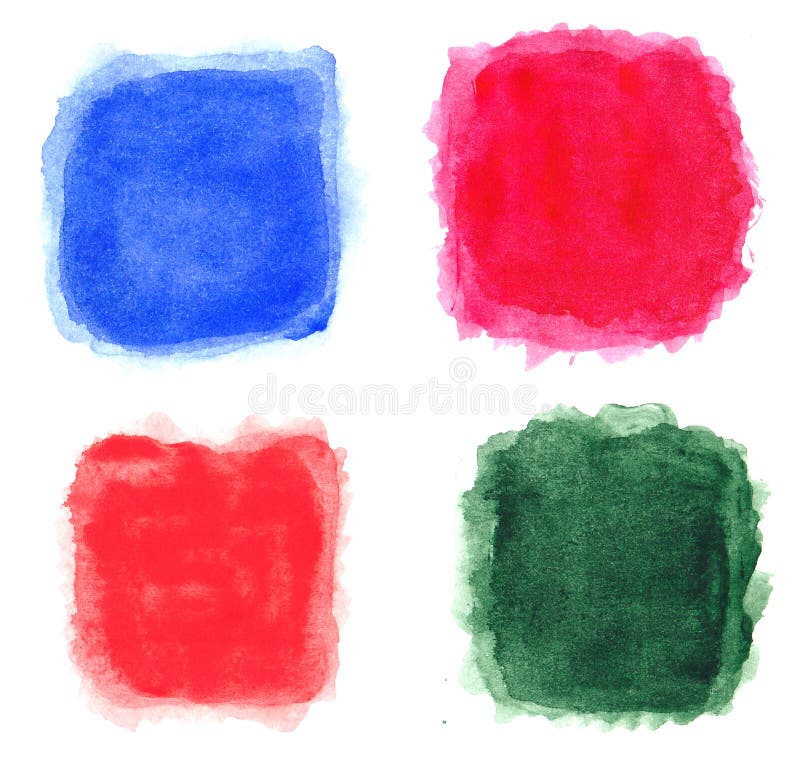 Watercolor squares isolated 4 in 1