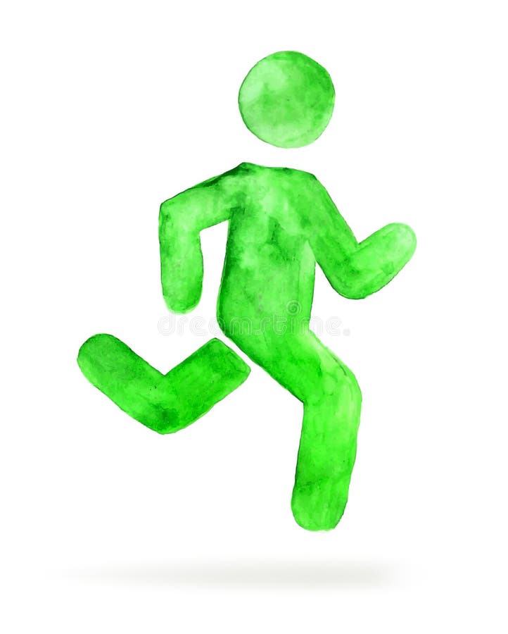 Watercolor stickman, running man royalty free illustration