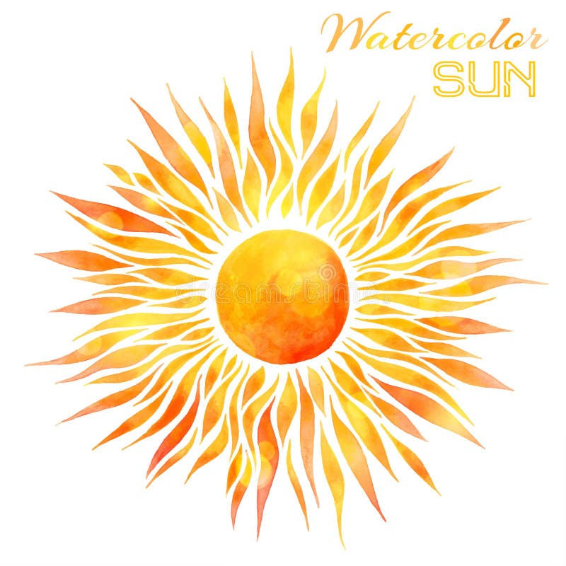  Watercolor Sun  Vector Illustration Stock Vector 