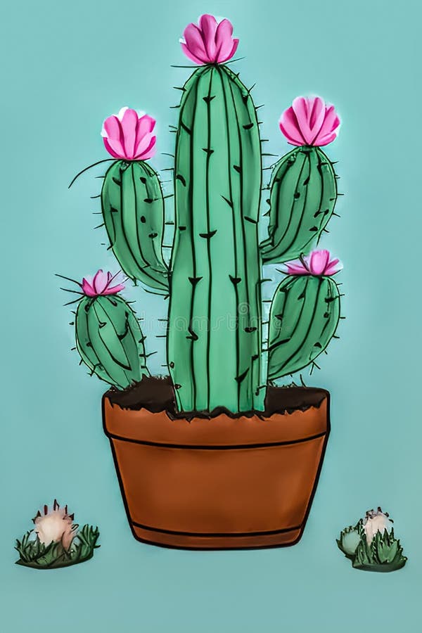 Watercolor Flowering Cactus Stock Illustrations – 274 Watercolor ...