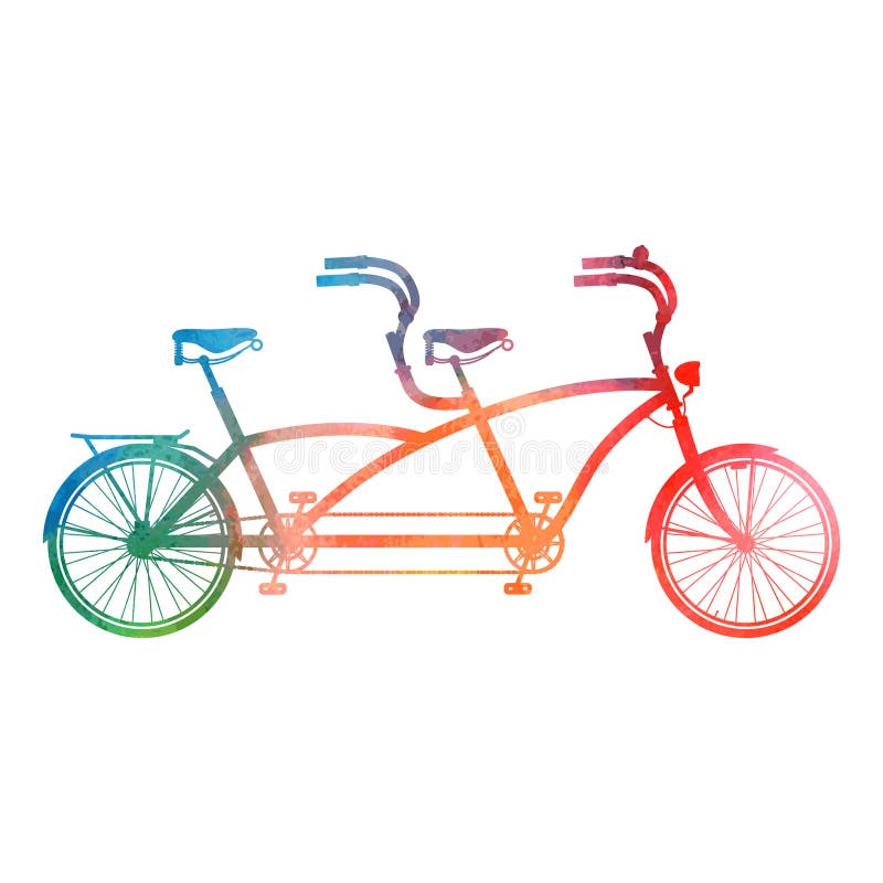 Tandem Bicycle Watercolor Stock Illustrations 68 Tandem Bicycle