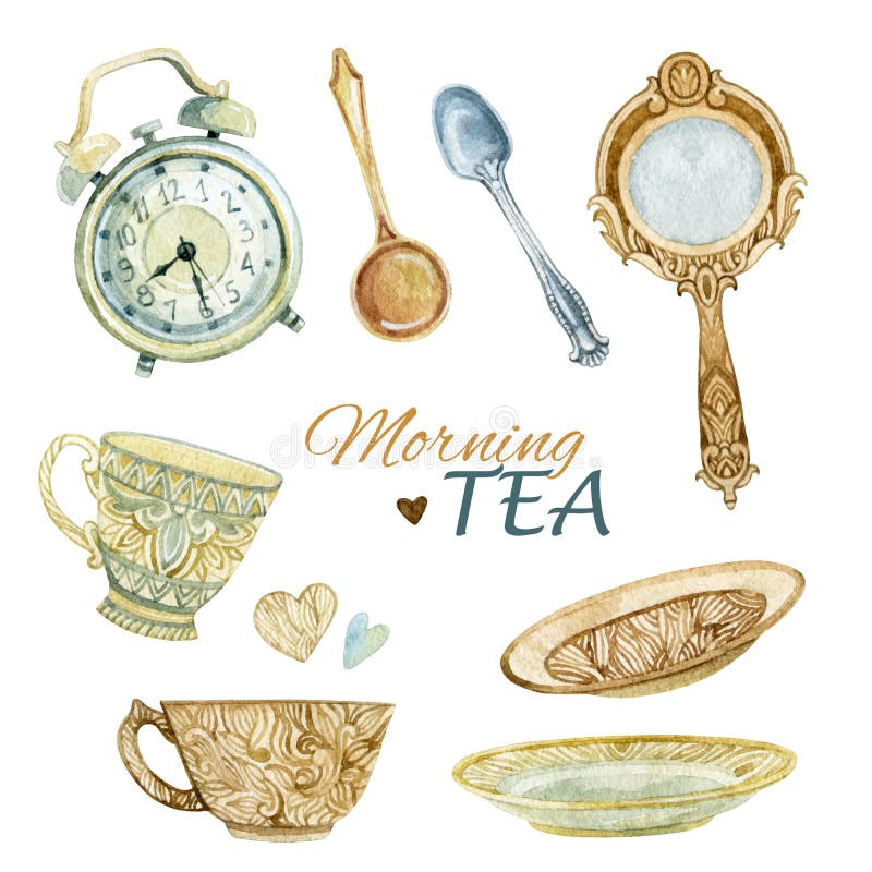 Watercolor tea set