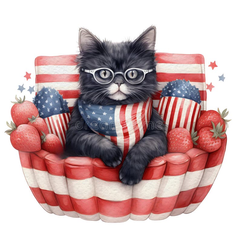 Cute Cat Us Shoe 4Th Of July - Animal Happy Independence America