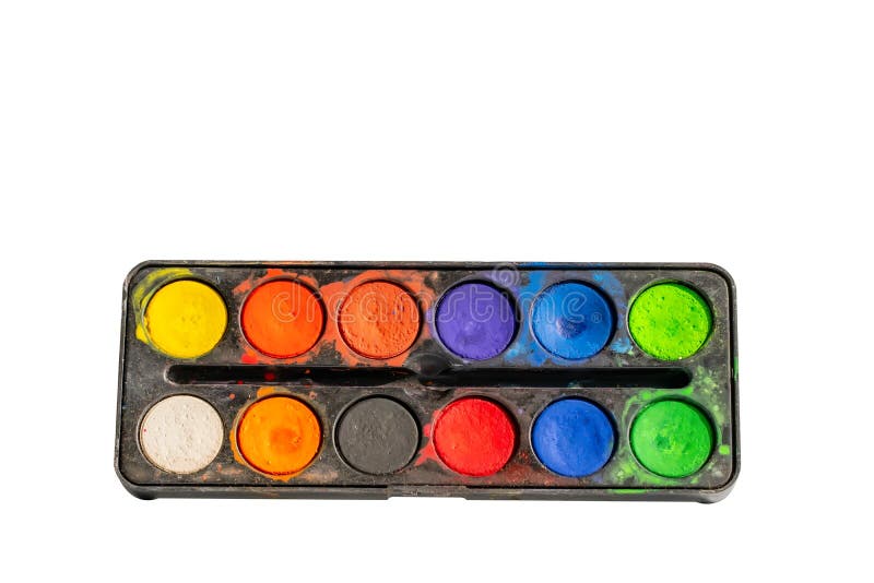 Colorful of watercolor tray background with watercolor set. Selective  focus. 25746160 Stock Photo at Vecteezy