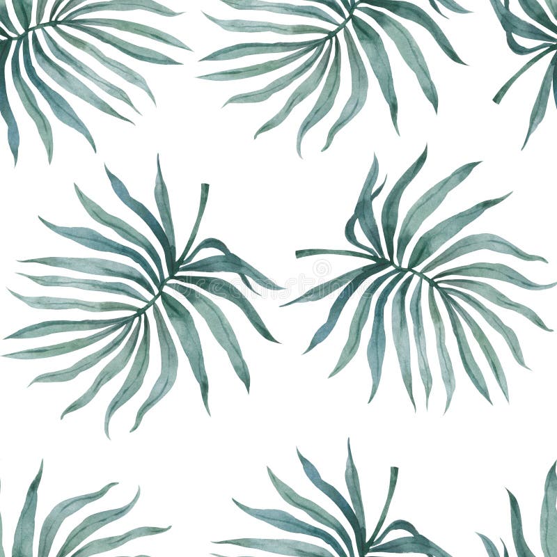 Watercolor tropical palm leaves seamless pattern. Hand drawn jungle illustration whte background. Watercolor tropical palm leaves seamless pattern. illustration stock photos Watercolor tropical palm leaves seamless pattern. Hand drawn jungle illustration whte background. Watercolor tropical palm leaves seamless pattern. illustration stock photos