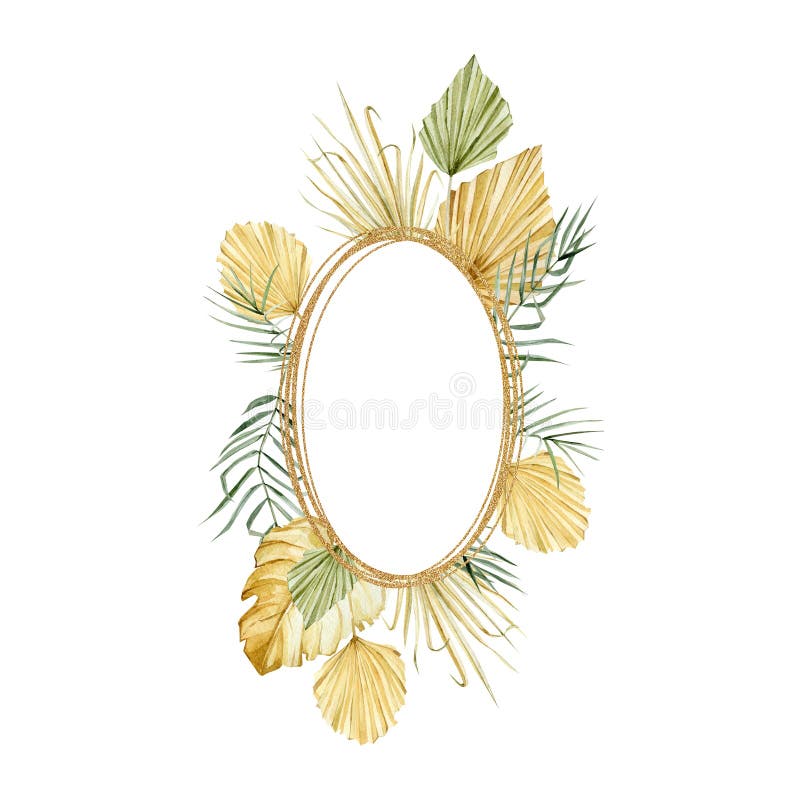 Watercolor tropical safari illustration. Jungle wedding. Dried palm leaves and flowers for bridal card, wedding invintation royalty free stock photo Watercolor tropical safari illustration. Jungle wedding. Dried palm leaves and flowers for bridal card, wedding invintation royalty free stock photo