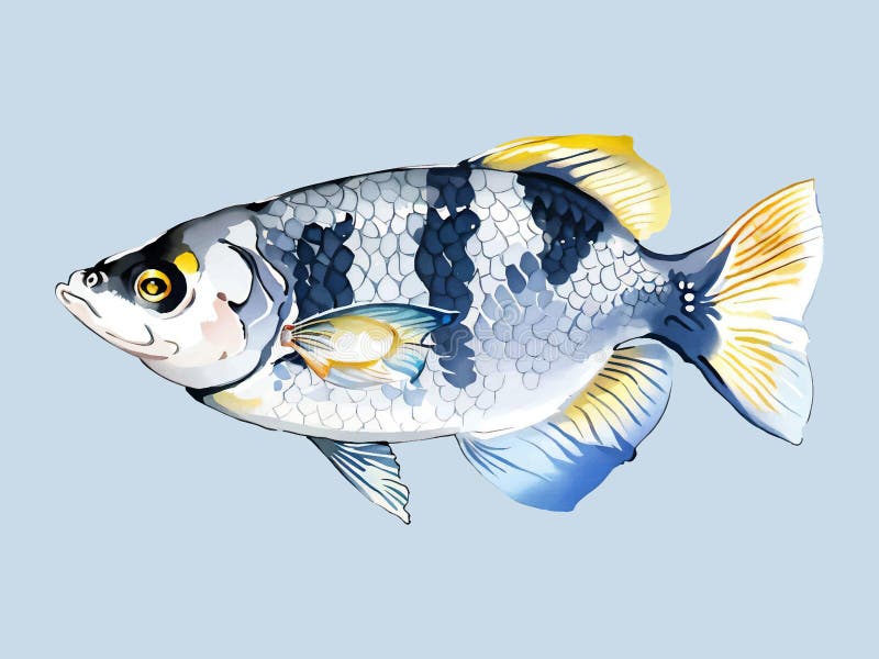 Watercolor Vector Archer Fish Illustration Stock Illustration