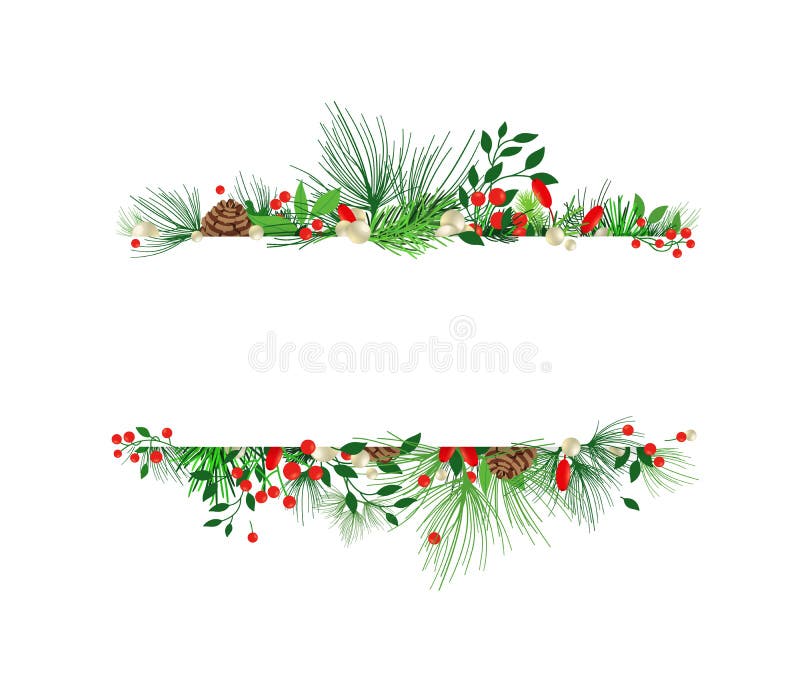 Watercolor Vector Christmas Banner with Fir Branches Stock Vector ...