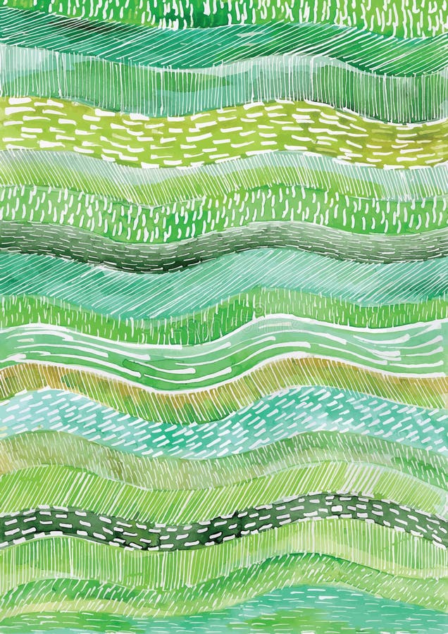 Watercolor vector lines, waves, Green watercolor vector textures vector illustration