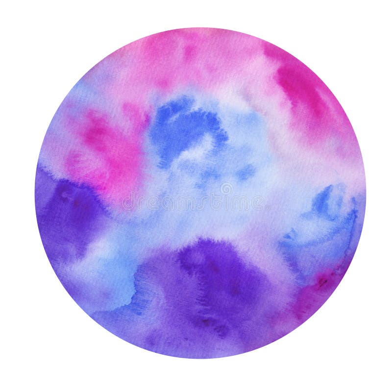 Watercolor Vibrant Circle. Blue, Pink and Purple Round Bubble Stock ...