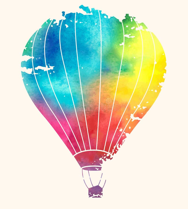 Watercolor vintage hot air balloon.Celebration festive backgroun