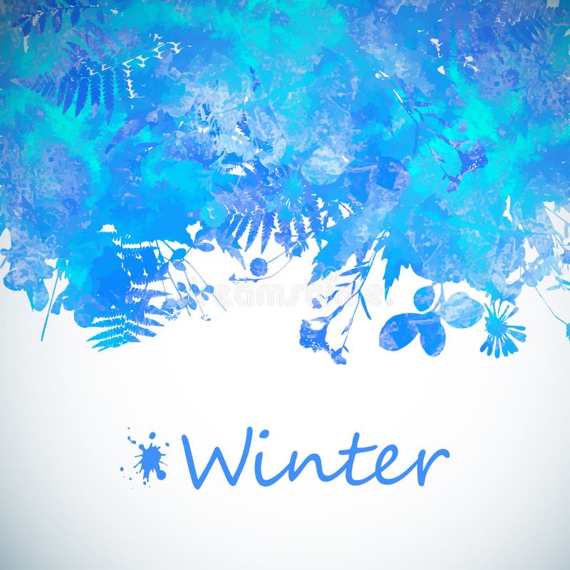 Watercolor Winter Leaves Background Stock Illustration - Illustration ...