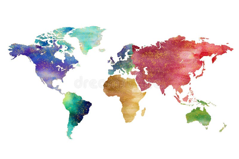 Watercolor world map artistic design