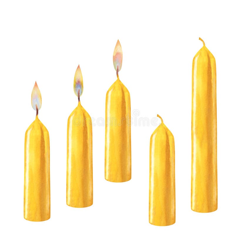 Melting wax candles, magical candles on the table, liquid paraffin, wax  candle sticks, generative ai Stock Illustration