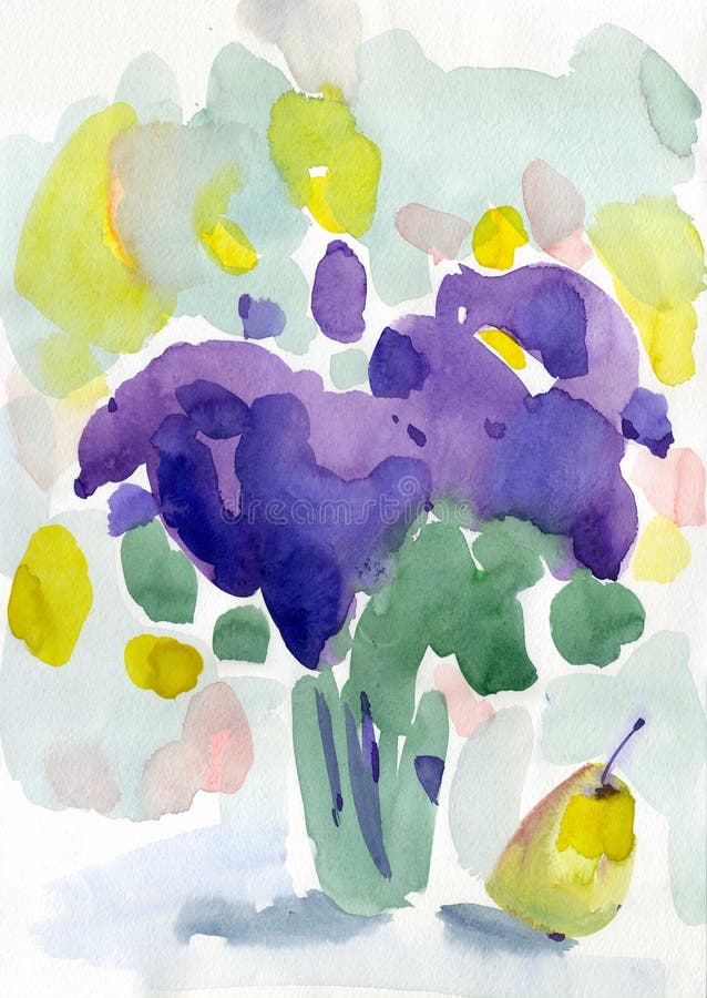 Watercolor λουλούδια άνοιξη ζωγραφικής ιώδη ελεύθερη απεικόνιση δικαιώματος Watercolor λουλούδια άνοιξη ζωγραφικής ιώδη ελεύθερη απεικόνιση δικαιώματος