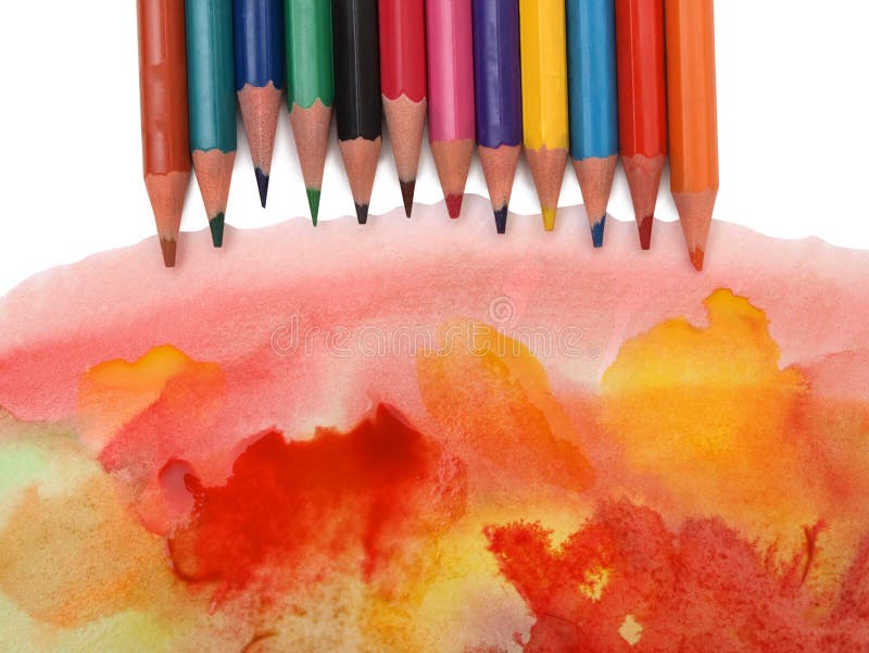 Watercolors and Pencil Three Stock Image Image of drawing, marker