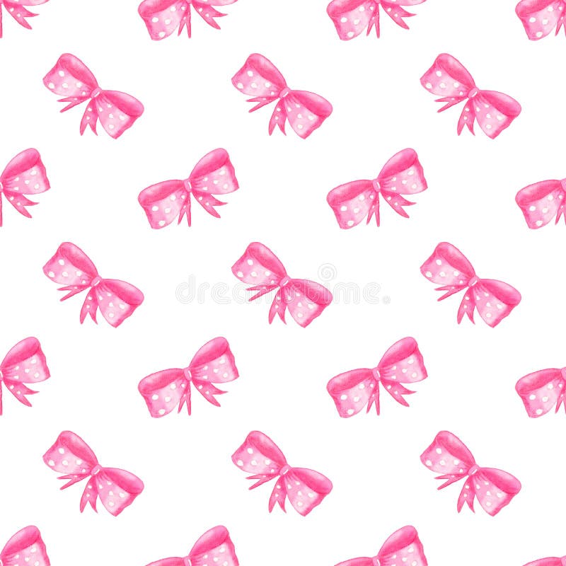 Watercolor seamless pattern with polka dot bow on isolated white background. Seamless bow stock images, royalty-free photos and pictures