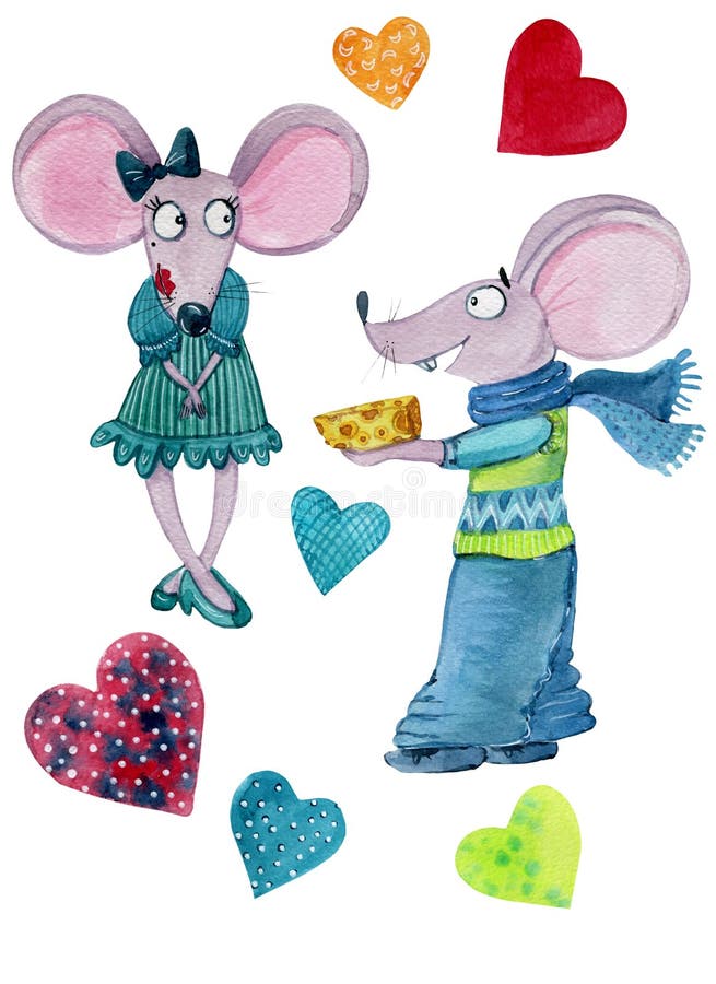 A couple of mice in love stock illustration A couple of mice in love stock illustration