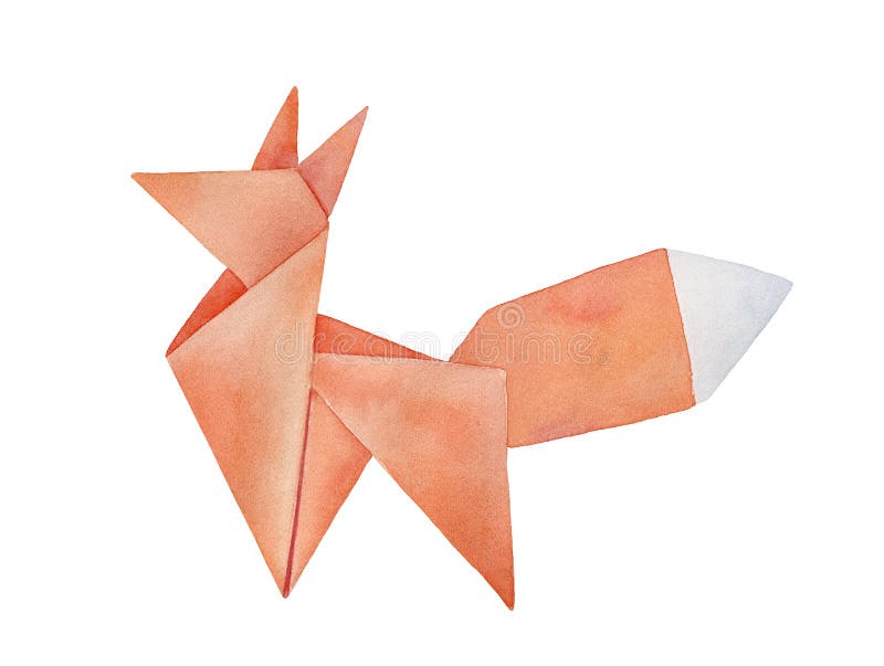 Watercolour illustration of Origami Fox. stock illustration Watercolour illustration of Origami Fox. stock illustration