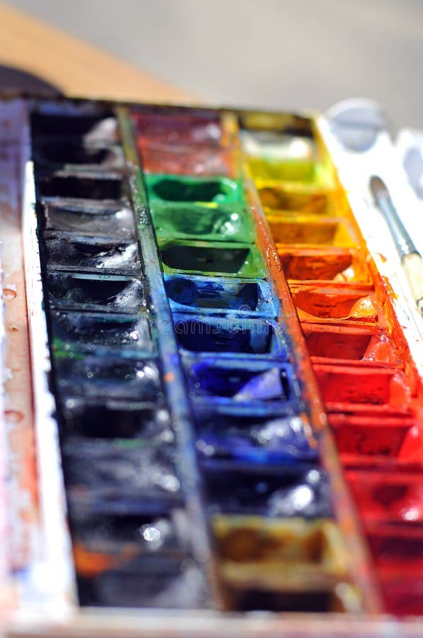 Watercolour paintbox stock photo. Image of desigh, painting 55088202