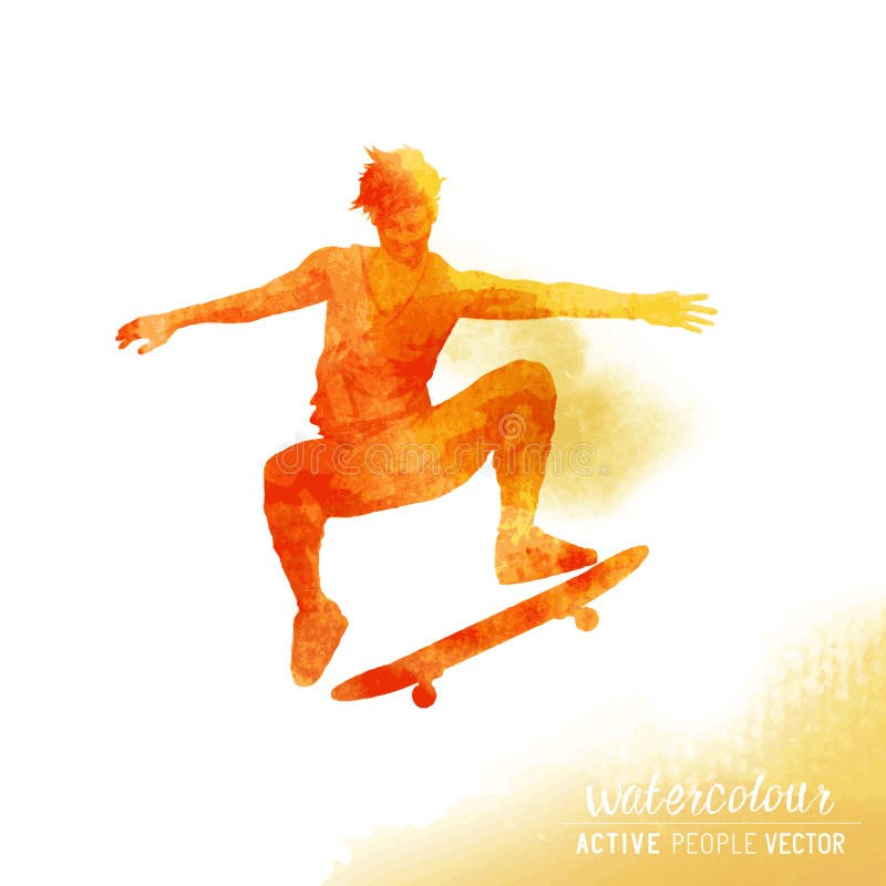 Watercolour Skater Guy Vector