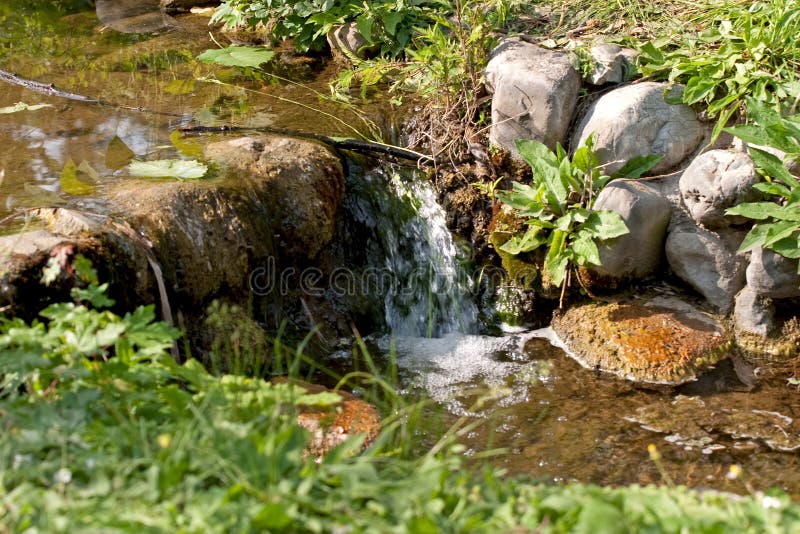 Small waterfall arrange in a park