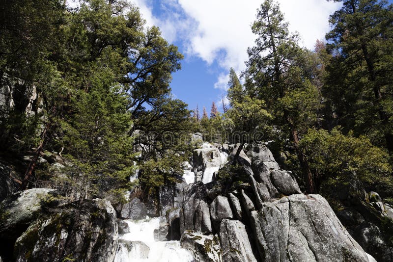 Waterfall Along Chilnualna Trail Yosemite National Park California