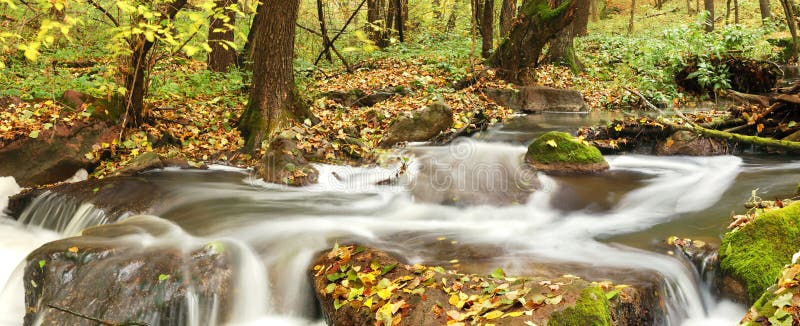 Waterfall in autumn forest