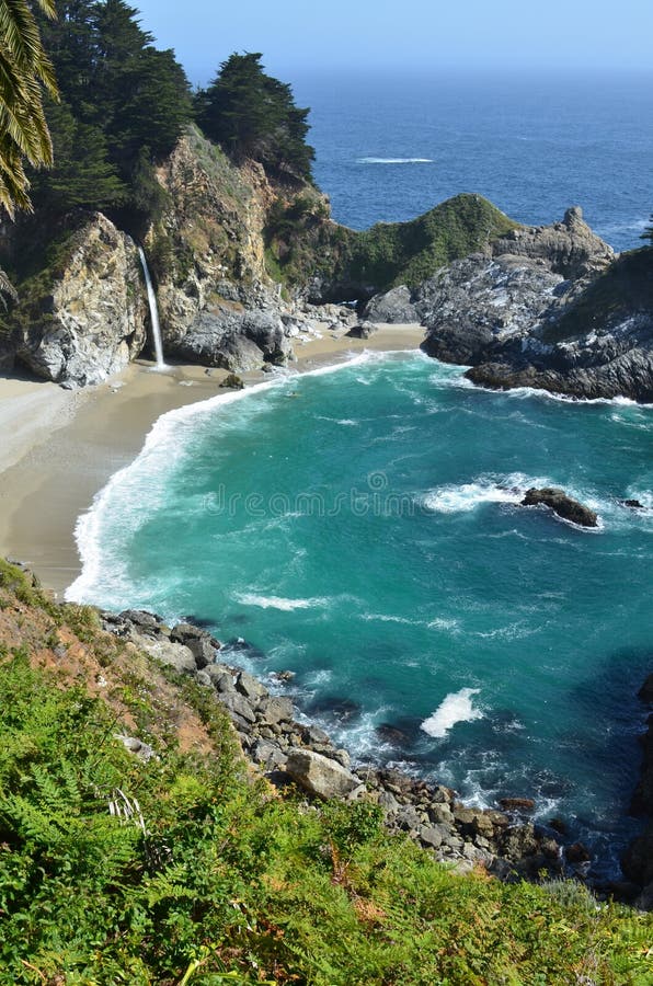 Waterfall in Big Sur stock photo. Image of beach, fresh 33958066