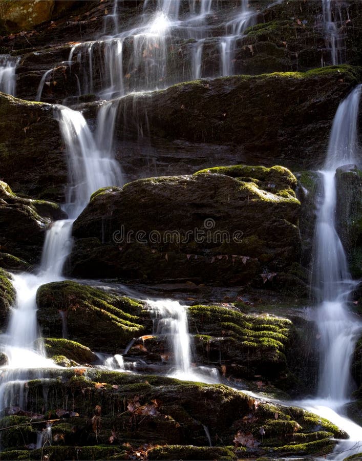 Waterfall cascade with moss