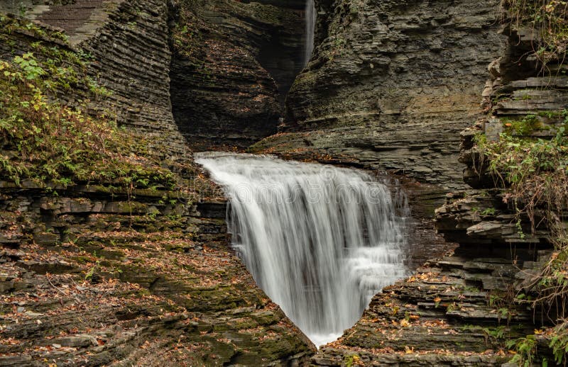 Waterfall cascading over Glen Gorge in Watkins Glen stock photos Waterfall cascading over Glen Gorge in Watkins Glen stock photos