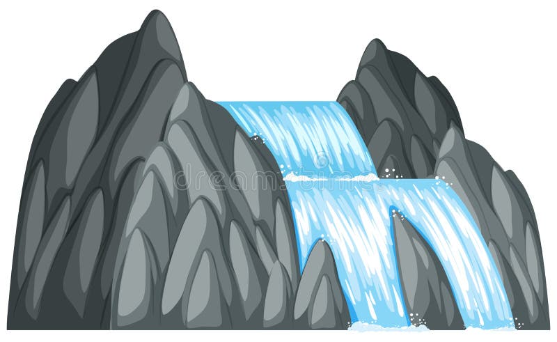 Waterfall down the rock stock vector. Illustration of tropical - 108580885