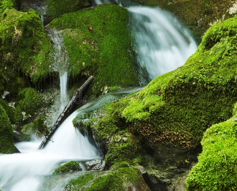 Waterfall in green stone