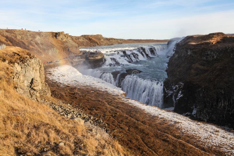 Waterfall Gullfoss Golden Circle Tour Iceland Stock Image Image Of