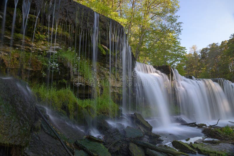 Waterfall in Keila Joa royalty free stock photography