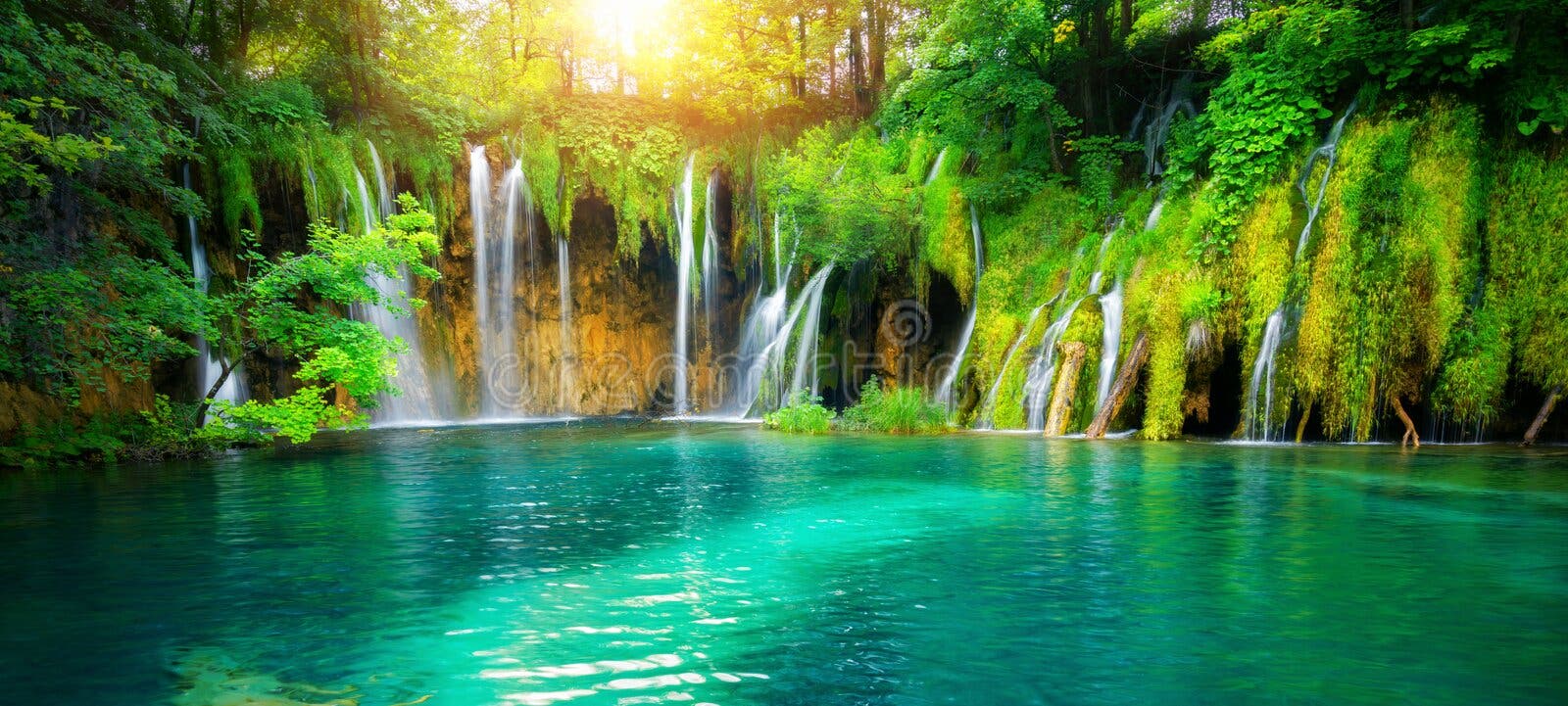 Waterfall Landscape of Plitvice Lakes Croatia Stock Image - Image ...