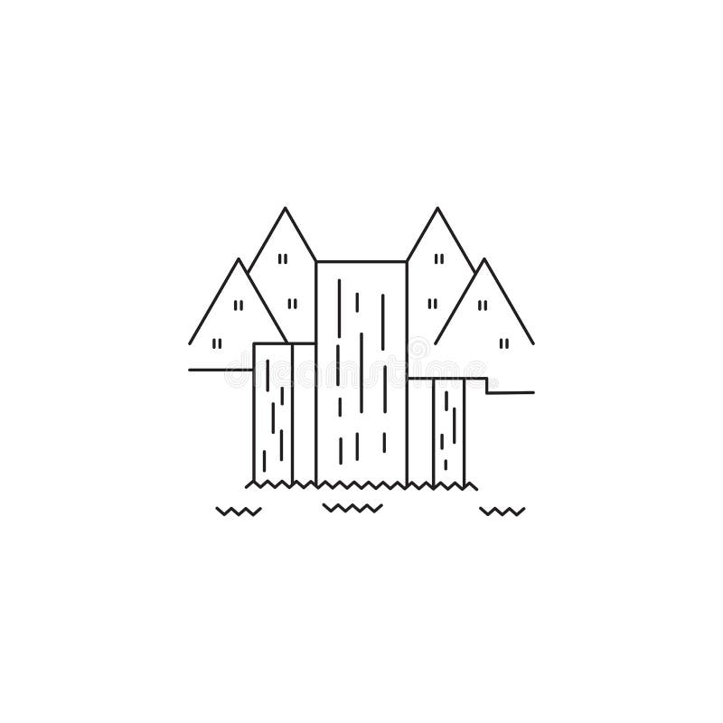 Waterfall line icon stock illustration Waterfall line icon stock illustration