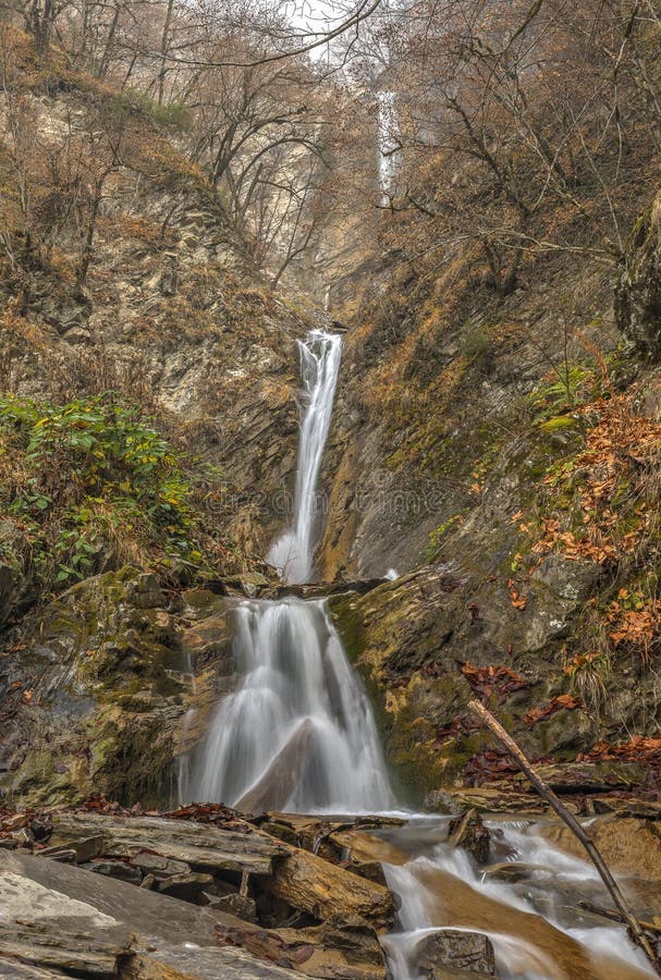 Waterfall in a mountain gorge. Vandam. Gabala. Azerbaijan