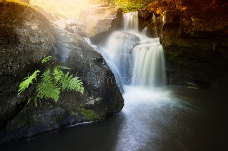 Waterfall on mountain river